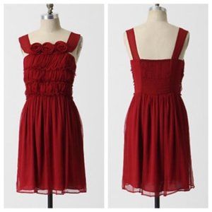 Anthropologie, Burlapp Deep Red Silk Dress